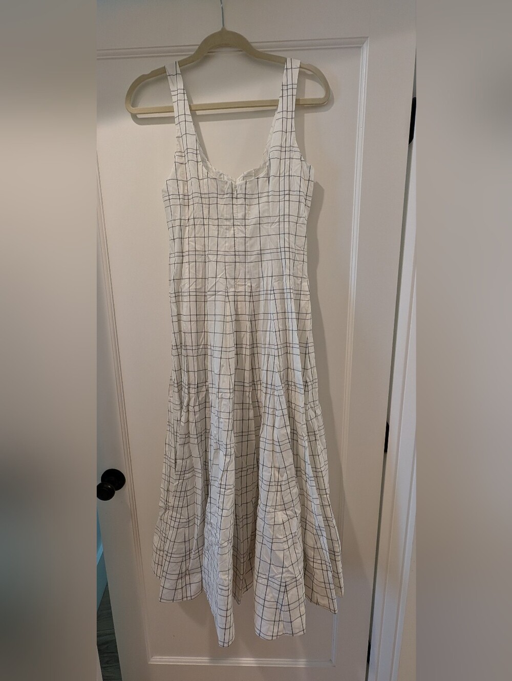 NWT STAUD Wells Dress In Ivory Plaid, Size 4